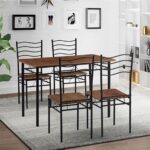 IVAR Set Τραπεζαρία Σαλονιού Κουζίνας: Τραπέζι + 4 Καρέκλες Μέταλλο Βαφή Μαύρο, Καρυδί Τρ.120x70x74 / Καρ.40x40x88 cm - Image 12