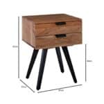 ANKO Κομοδίνο Μέταλλο Βαφή Μαύρο, Ξύλο Ακακία Φυσικό 47x35x65cm - Image 18