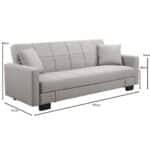 KELSO Καναπές - Κρεβάτι με Αποθηκευτικό Χώρο, 3Θέσιος, Ύφασμα Ανοιχτό Γκρι 197x81x80cm Bed:176x105x38cm - Image 7