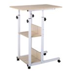 LIFT Βοηθητικό Τραπεζάκι Μέταλλο Βαφή Άσπρο, Melamine Απόχρωση Maple 60x40x78/92cm - Image 12