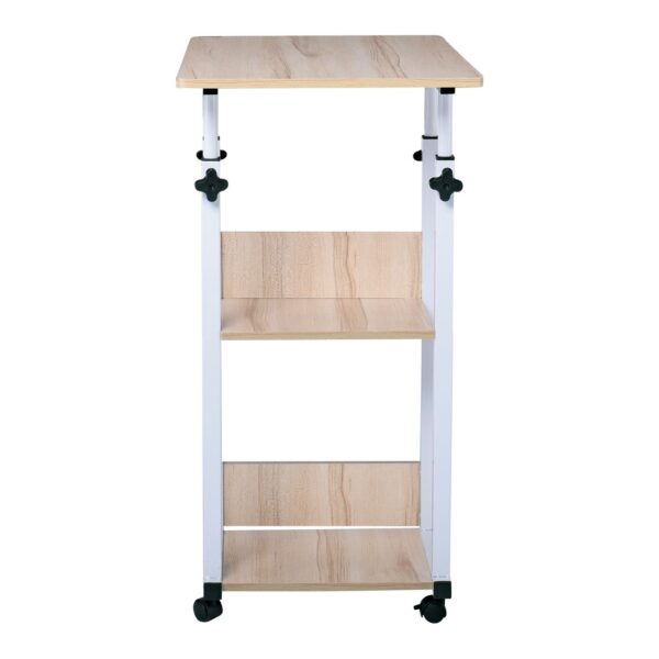 LIFT Βοηθητικό Τραπεζάκι Μέταλλο Βαφή Άσπρο, Melamine Απόχρωση Maple 60x40x78/92cm - Image 13