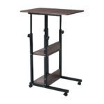 LIFT Βοηθητικό Τραπεζάκι Μέταλλο Βαφή Μαύρο, Melamine Απόχρωση Σκούρο Καρυδί 60x40x78/92cm - Image 13