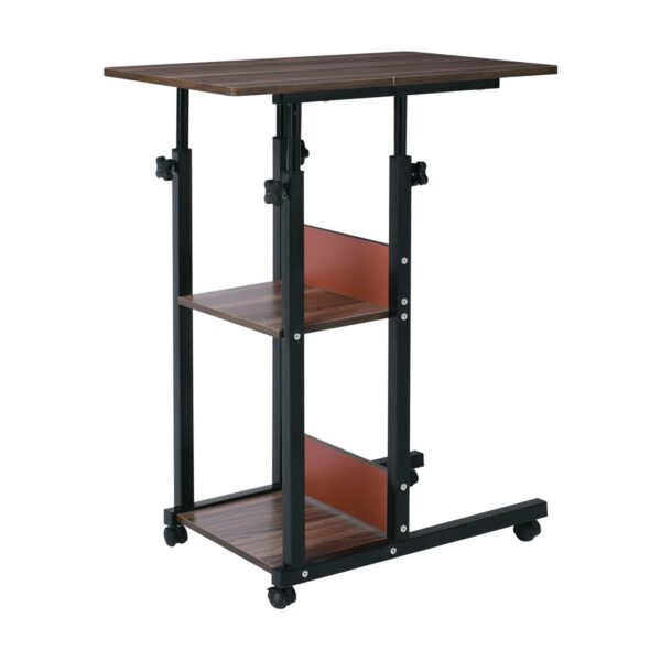 LIFT Βοηθητικό Τραπεζάκι Μέταλλο Βαφή Μαύρο, Melamine Απόχρωση Σκούρο Καρυδί 60x40x78/92cm - Image 14