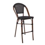 COSTA Σκαμπό BAR με Πλάτη, Αλουμίνιο Απόχρωση Καρυδί, Textilene Μαύρο 50x55x76/116cm - Image 14