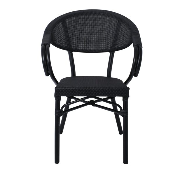 COSTA Πολυθρόνα Dining Αλουμινίου, Απόχρωση Μαύρο Textilene Μαύρο 58x57x83cm - Image 15