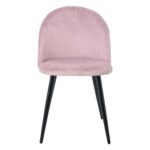 BELLA Καρέκλα Τραπεζαρίας, Μέταλλο Βαφή Μαύρο, Ύφασμα Velure Απόχρωση Dirty Pink 50x56x80cm - Image 16
