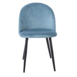 BELLA Καρέκλα Τραπεζαρίας, Μέταλλο Βαφή Μαύρο, Ύφασμα Velure Απόχρωση Petrol 50x56x80cm - Image 16