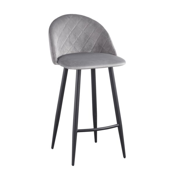 BELLA Σκαμπό BAR με Πλάτη, Μέταλλο Βαφή Μαύρο, Ύφασμα Velure Απόχρωση Γκρι 48x52x70/94cm - Image 5