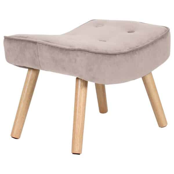 ALMA Σκαμπό - Υποπόδιο, Ύφασμα Velure Ανοιχτό Καφέ, Πόδια Φυσικό, K/D 52x38x35cm - Image 8
