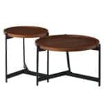 TOSS Set-2 Τραπεζάκια Σαλονιού, Καθιστικού Μέταλλο Βαφή Μαύρο, Απόχρωση Καρυδί Φ 50 H.54cm + Φ 70 H.40cm - Image 6