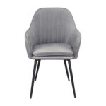 VALERY Πολυθρόνα Μέταλλο Βαφή Μαύρο, Ύφασμα Velure, Απόχρωση Γκρι 55x61x87cm - Image 15