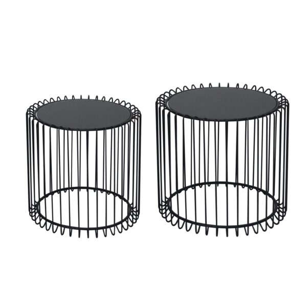 RICO Set-2 Τραπεζάκια Σαλονιού Καθιστικού, Μέταλλο Βαφή Μαύρο, Γυαλί Smoke Φ45 H.40cm + Φ50 H.45cm - Image 6