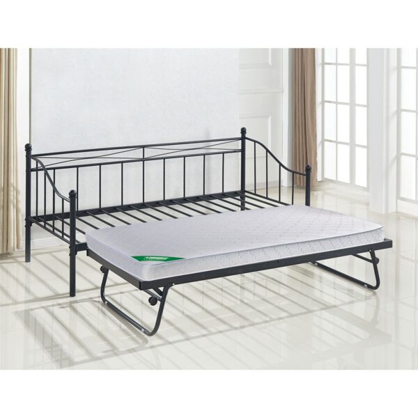 MARIN Set: Daybed (για στρώμα 90x190) + Βοηθητικό Κρεβάτι με Στρώμα 185x85 Μέταλλο Μαύρο Κρεβάτια:198x97x93+185x85x36cm - Image 6