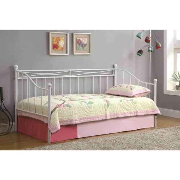 MARIN Set: Daybed με Στρώμα 90x190 + Βοηθητικό Κρεβάτι με Στρώμα 85x185 Μέταλλο Άσπρο Κρεβάτια:198x97x93+185x85x36cm - Image 6