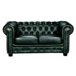 CHESTERFIELD Birmingham Καναπές 2Θέσιος Σαλονιού Καθιστικού,Δέρμα Antique Green 155x91x74cm - Image 8