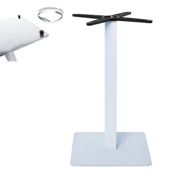 PRATO-R Βάση Τραπεζιού με ρεγουλατόρο Μέταλλο Βαφή Άσπρο (11,90kg) 40x40cm H.73cm - Image 6