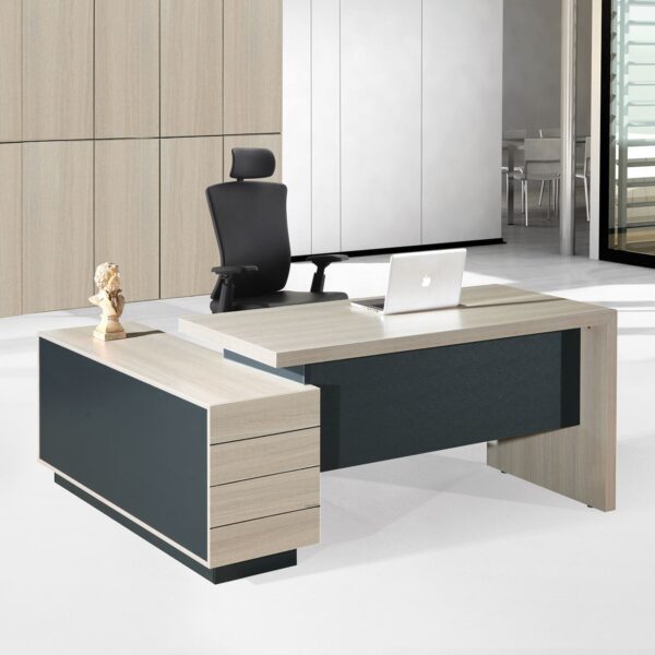 PROGRESS Γραφείο Αναστρέψιμη Γωνία, Ντουλάπι,Συρτάρι, Ράφι, Θέση Η/Υ,Απόχρωση Elm-Sky Grey 160x70 - 140x40 H.76/60cm - Image 6