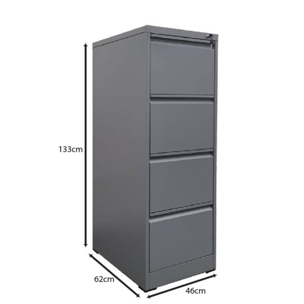 ΦΟΡΙΑΜΟΣ Αρχειοθέτησης Γραφείου 4 Συρτάρια, Μέταλλο Βαφή Γκρι H.133cm 46x62x133cm - Image 7