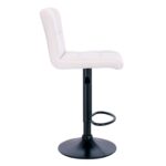 LINO Σκαμπό BAR με Πλάτη, Μέταλλο Βαφή Μαύρο, PU Άσπρο, Ρύθμιση Ύψους, Περιστρεφόμενο 44x50x62/92-83/113cm - Image 15