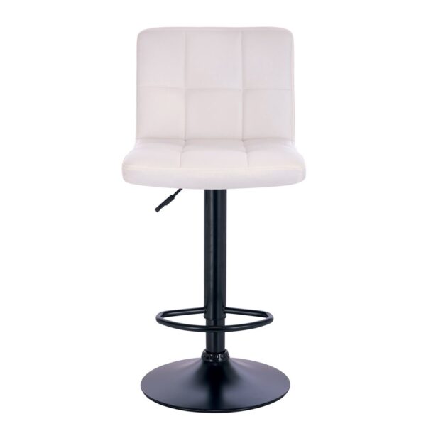 LINO Σκαμπό BAR με Πλάτη, Μέταλλο Βαφή Μαύρο, PU Άσπρο, Ρύθμιση Ύψους, Περιστρεφόμενο 44x50x62/92-83/113cm - Image 16
