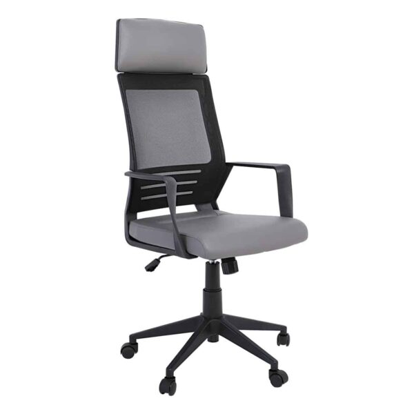 BF2500 Πολυθρόνα Γραφείου Διευθυντή Mesh Μαύρο - Pu Γκρι 58x62x116/126cm - Image 14
