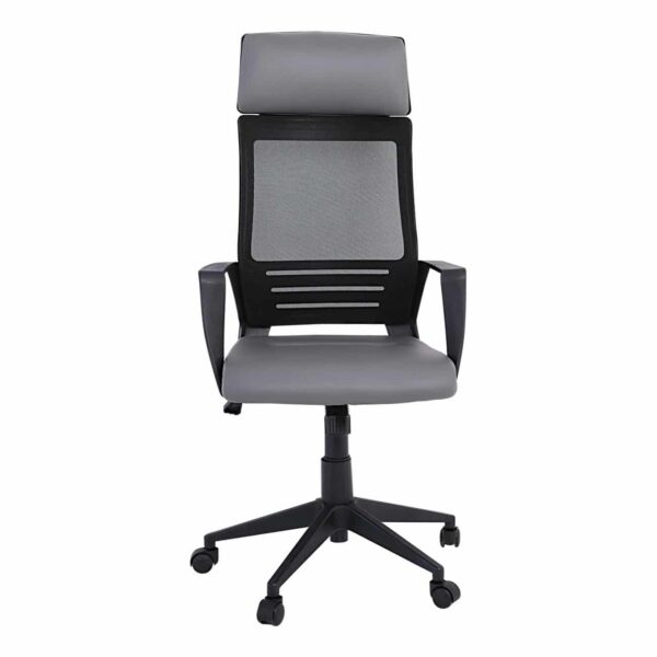 BF2500 Πολυθρόνα Γραφείου Διευθυντή Mesh Μαύρο - Pu Γκρι 58x62x116/126cm - Image 15