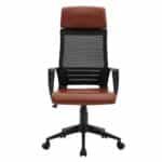 BF2500 Πολυθρόνα Γραφείου Διευθυντή Mesh Μαύρο - Pu Καφέ 58x62x116/126cm - Image 15