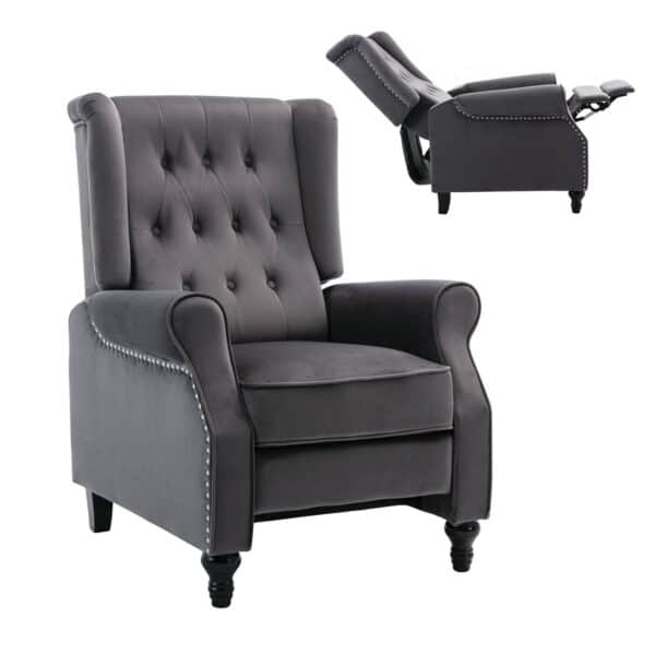 CHESTER Relax Πολυθρόνα Μπερζέρα Σαλονιού, Καθιστικού Ύφασμα Velure Γκρι 78x85x104cm - Image 18