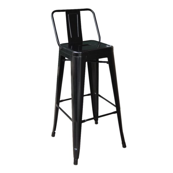 RELIX Σκαμπό Bar με Πλάτη, Μέταλλο Βαφή Μαύρο 44x44x76/97cm - Image 8