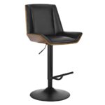 NUMAN Σκαμπό BAR με Πλάτη, Βάση Μαύρο, Καρυδί - ΡU Μαύρο, Ρύθμιση Ύψους, Περιστρεφόμενο 52x50x62/96-83/117cm - Image 11