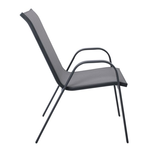 RIO Πολυθρόνα Στοιβαζόμενη Κήπου, Μέταλλο Βαφή Ανθρακί, Textilene Γκρι (4,20kg) 55x74x91cm - Image 15