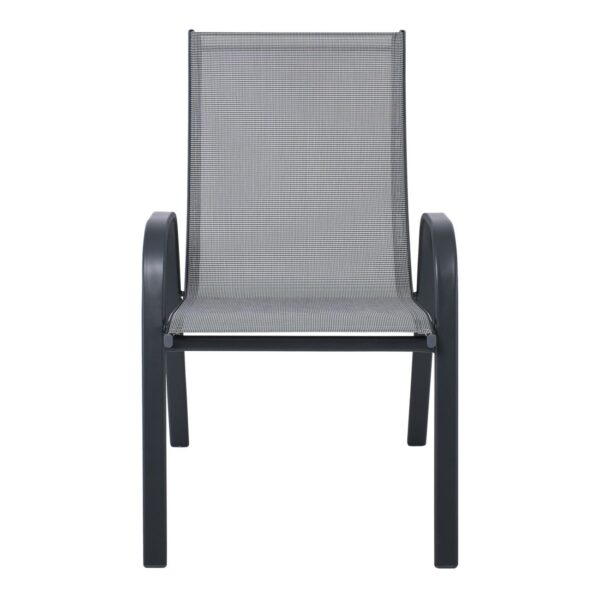 RIO Πολυθρόνα Στοιβαζόμενη Κήπου, Μέταλλο Βαφή Ανθρακί, Textilene Γκρι (4,20kg) 55x74x91cm - Image 16