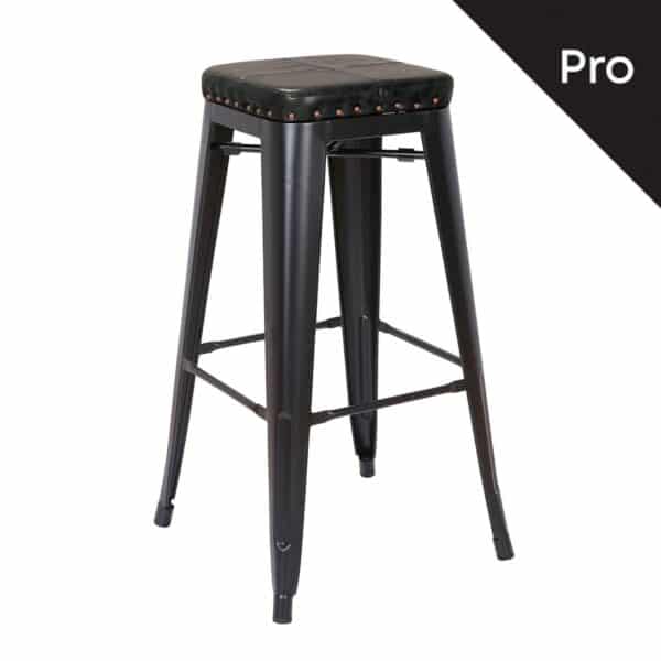 RELIX Σκαμπό Bar-Pro, Στοιβαζόμενο, Μέταλλο Βαφή Μαύρο Matte, Pu Μαύρο 43x43x78cm - Image 6