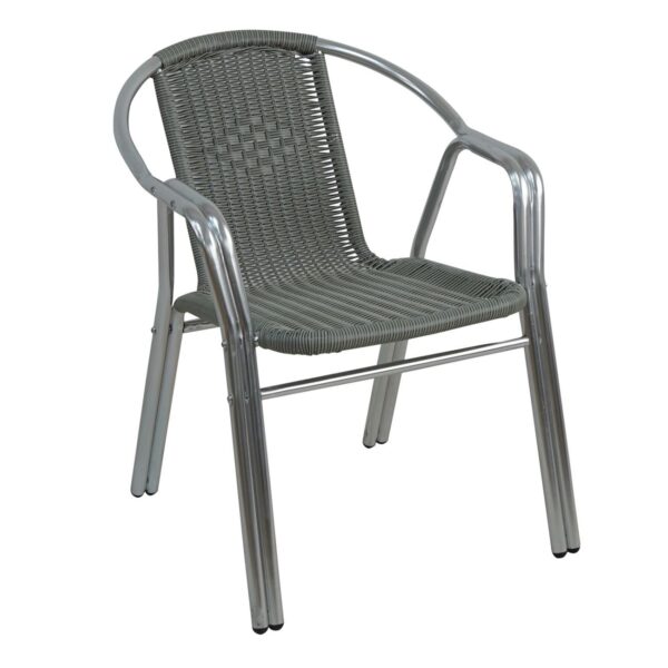 POLO-II Πολυθρόνα Βεράντας - Κήπου Αλουμινίου Στοιβαζόμενη, PE Mixed Grey (Tube:25x1mm) 59x63x75cm - Image 8