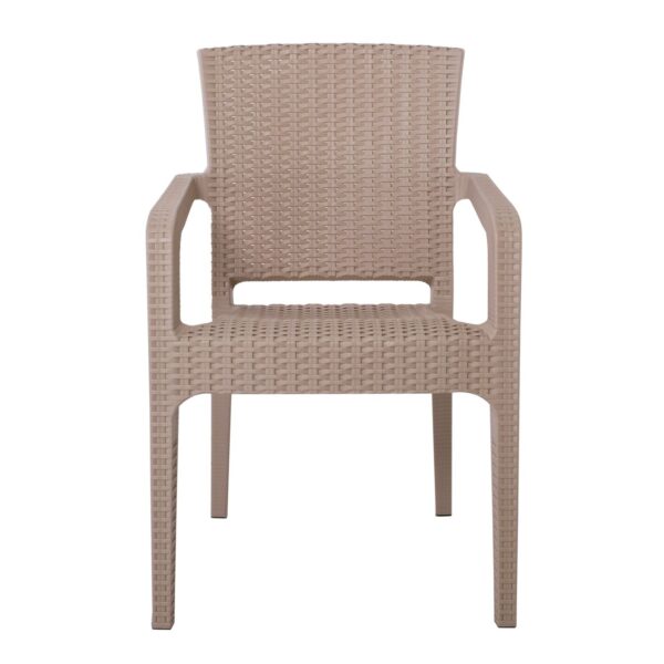 LORA Πολυθρόνα Κήπου Στοιβαζόμενη, PP (Rattan Look) Απόχρωση Cappuccino 57x57x87cm - Image 17