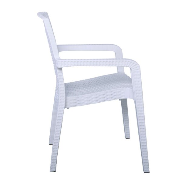 LORA Πολυθρόνα Κήπου Στοιβαζόμενη, PP (Rattan Look) Απόχρωση Άσπρο 57x57x87cm - Image 15