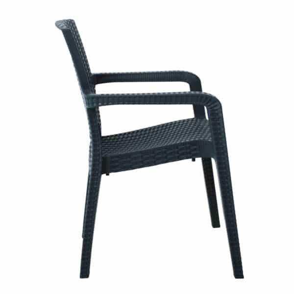 LORA Πολυθρόνα Κήπου Στοιβαζόμενη, PP (Rattan Look) Απόχρωση Ανθρακί 57x57x87cm - Image 15