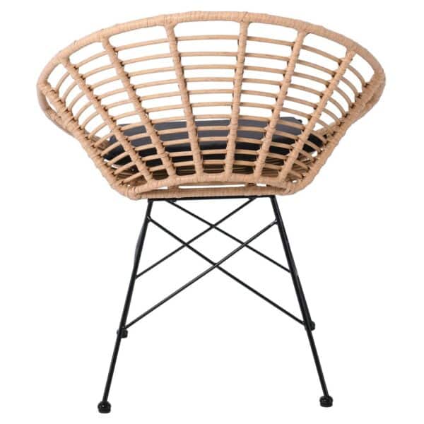 SALSA Coral Πολυθρόνα Κήπου- Τραπεζαρίας, Μέταλλο Μαύρο, Wicker Φυσικό, Μαξιλάρι Μαύρο 72x62x81cm - Image 16