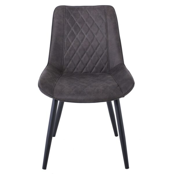 MORGAN Καρέκλα Τραπεζαρίας Σαλονιού, Μέταλλο Βαφή Μαύρο, Ύφασμα Suede Γκρι 53x61x86cm - Image 17