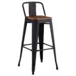 RELIX Wood Σκαμπό Bar με Πλάτη,Μέταλλο Βαφή Μαύρο Extra Matte, Απόχρωση Ξύλου Dark Oak 44x44x76/97cm - Image 12