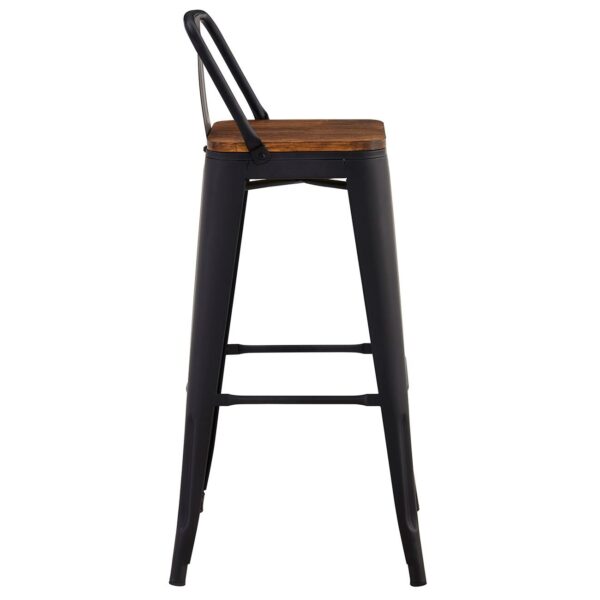 RELIX Wood Σκαμπό Bar με Πλάτη,Μέταλλο Βαφή Μαύρο Extra Matte, Απόχρωση Ξύλου Dark Oak 44x44x76/97cm - Image 13