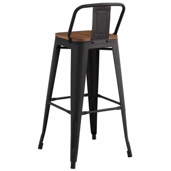 RELIX Wood Σκαμπό Bar με Πλάτη,Μέταλλο Βαφή Μαύρο Extra Matte, Απόχρωση Ξύλου Dark Oak 44x44x76/97cm - Image 14