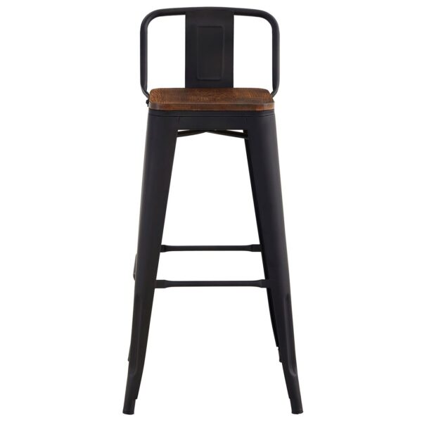RELIX Wood Σκαμπό Bar με Πλάτη,Μέταλλο Βαφή Μαύρο Extra Matte, Απόχρωση Ξύλου Dark Oak 44x44x76/97cm - Image 15
