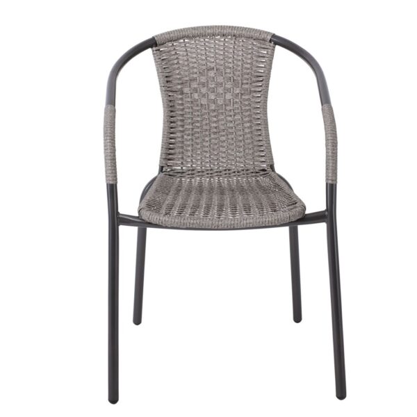 BALENO Πολυθρόνα Στοιβαζόμενη, Μέταλλο Βαφή Ανθρακί, Wicker Mixed Grey 53x58x77cm - Image 13