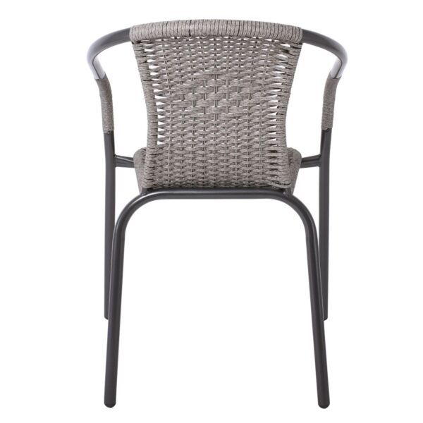 BALENO Πολυθρόνα Στοιβαζόμενη, Μέταλλο Βαφή Ανθρακί, Wicker Mixed Grey 53x58x77cm - Image 15