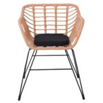 SALSA-D Πολυθρόνα Τραπεζαρίας Κήπου, Μέταλλο Βαφή Μαύρο, Wicker Φυσικό, Μαξιλάρι Μαύρο 59x56x77cm - Image 15