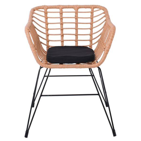 SALSA-D Πολυθρόνα Τραπεζαρίας Κήπου, Μέταλλο Βαφή Μαύρο, Wicker Φυσικό, Μαξιλάρι Μαύρο 59x56x77cm - Image 15