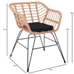 SALSA-D Πολυθρόνα Τραπεζαρίας Κήπου, Μέταλλο Βαφή Μαύρο, Wicker Φυσικό, Μαξιλάρι Μαύρο 59x56x77cm - Image 16