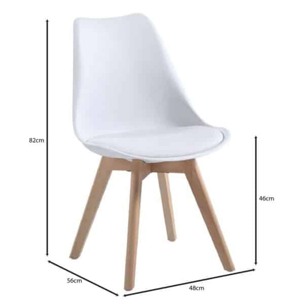 MARTIN Καρέκλα Τραπεζαρίας Κουζίνας, Ξύλο, PP Άσπρο, Αμοντάριστη Ταπετσαρία 48x56x82cm - Image 7