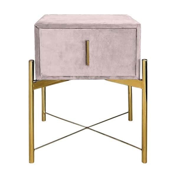 PASSION  Κομοδίνο με 1 Συρτάρι, Ύφασμα Velure Απόχρωση Cappuccino 51x40x65cm - Image 6